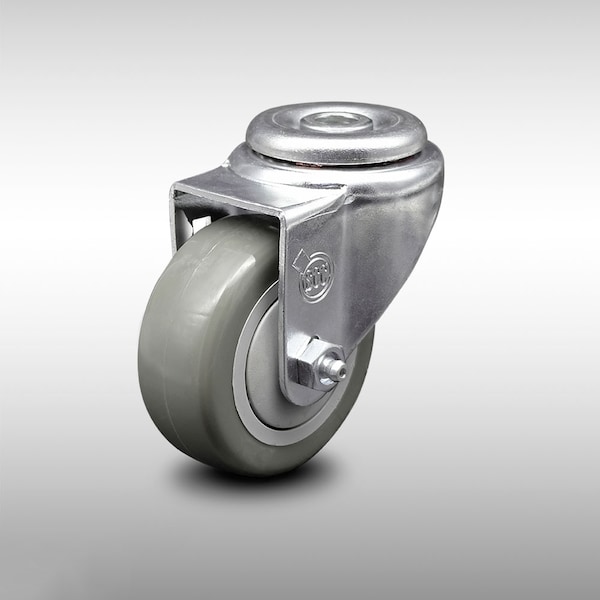 Service Caster 3 Inch SS Gray Polyurethane Wheel Swivel Bolt Hole Caster SCC-SSBH20S314-PPUB - main